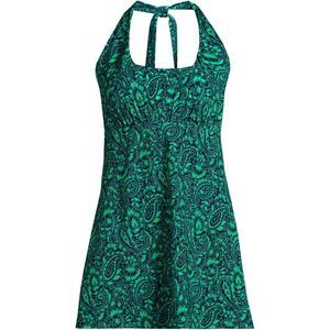 Land's End Square neck chlorine resist one piece halter swim dress paisley 2X